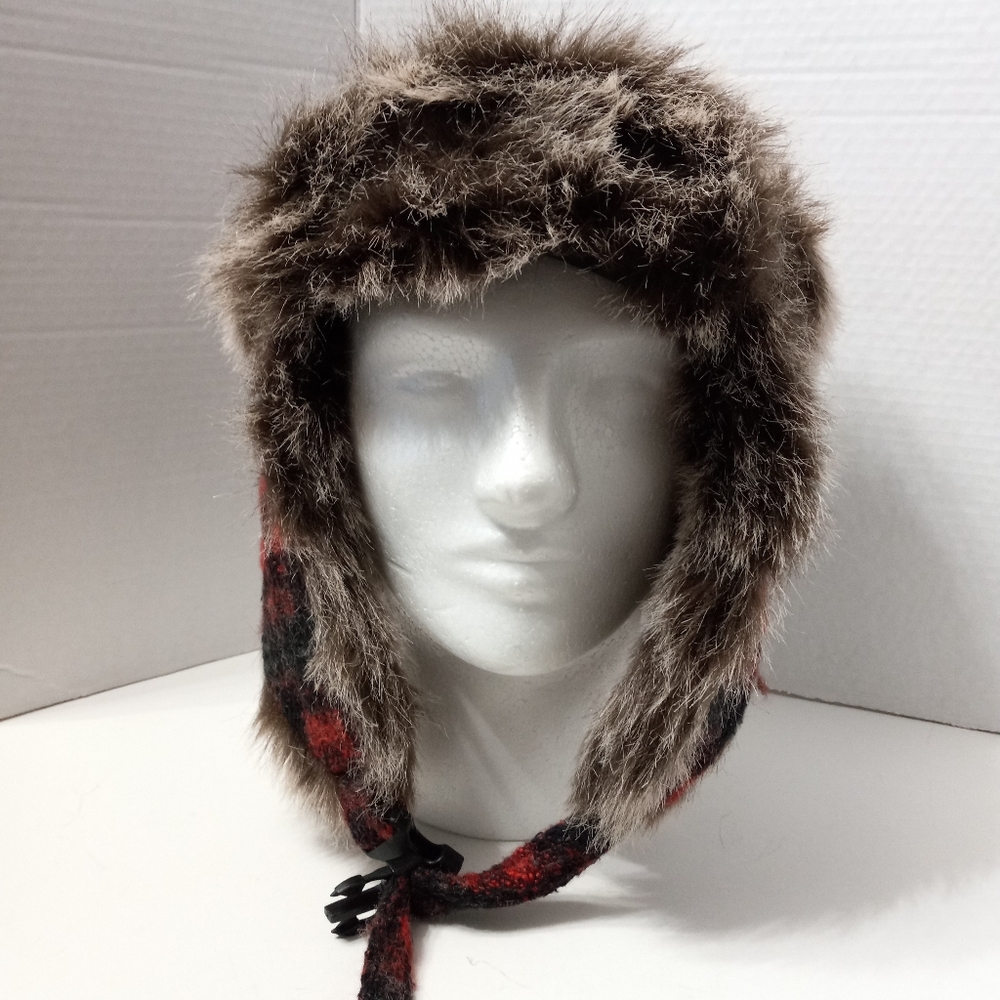 Scalia Pronto Plaid Wool Faux Fur Hat
